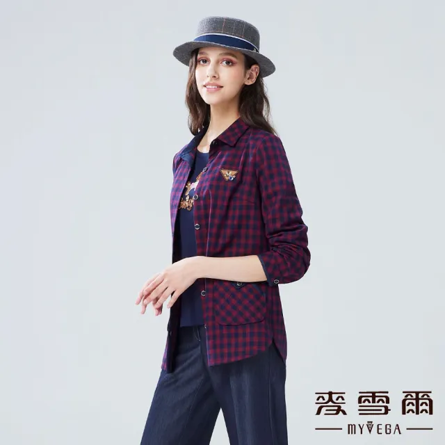 【MYVEGA 麥雪爾】格紋造型M字鑽外套-紅(新年紅色開運穿搭)