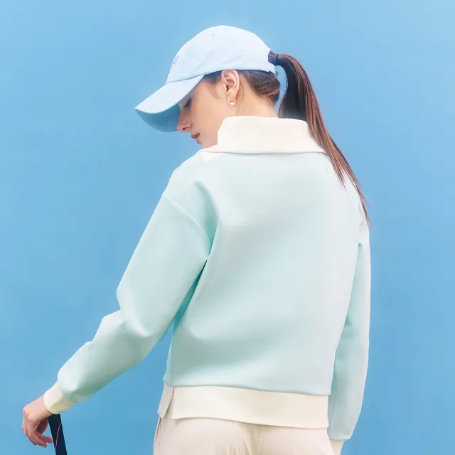 【YUANDONGLI 元動力】GOLF翻領撞色棉質上衣(淺藍；S-L；4243231201)