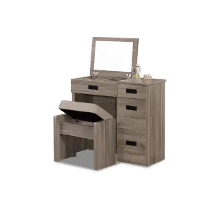 【ASSARI】2.7尺拉比灰橡化妝桌椅組(寬82x深40x高80cm)