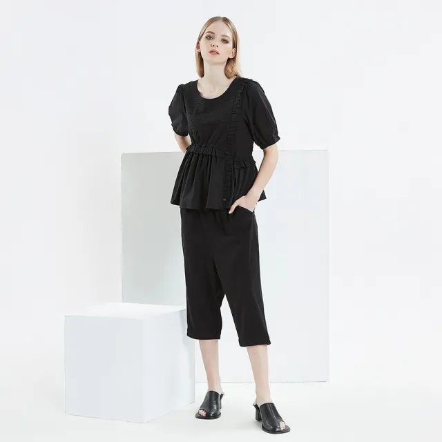 【ICHE 衣哲】Cop.Copine 法國原裝進口拼接荷葉邊設計造型上衣