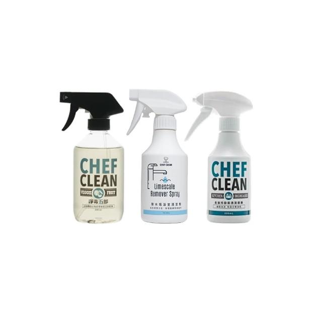 【淨毒五郎】居家清潔三件組-水垢清潔劑+去油汙慕斯+蔬果清潔劑
