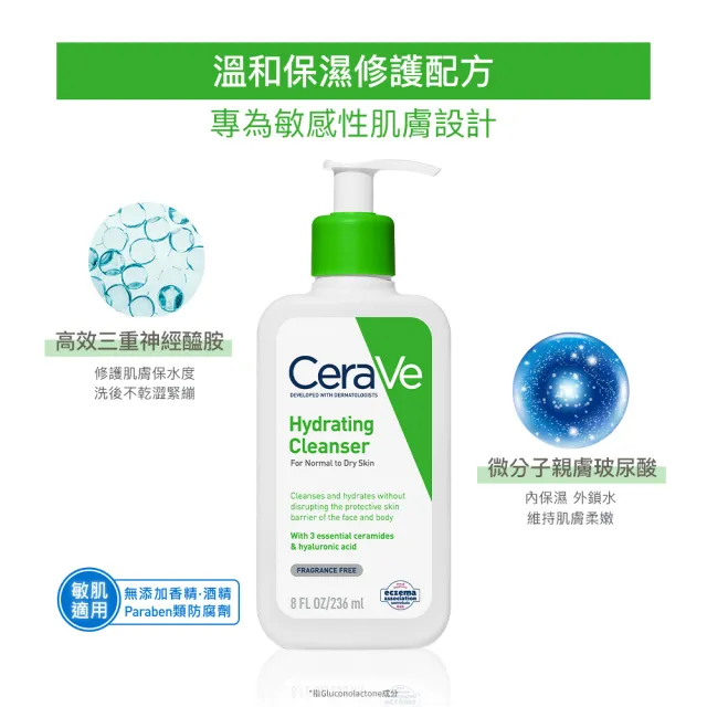 【CeraVe 適樂膚】保濕潔顏★輕柔保濕潔膚露 236ml_C(凝露質地)