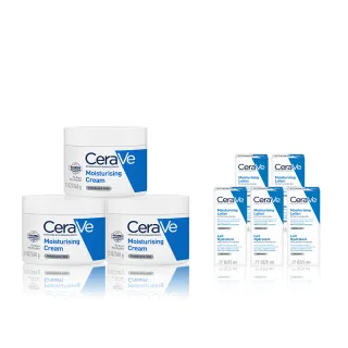 【CeraVe 適樂膚】家庭囤貨組★長效潤澤修護霜340g 年度限定組(臉部身體乳霜)