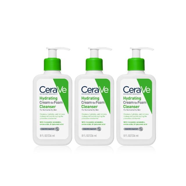 【CeraVe 適樂膚】溫和洗卸泡沫潔膚乳 236ml(3入組/保濕洗臉卸妝)