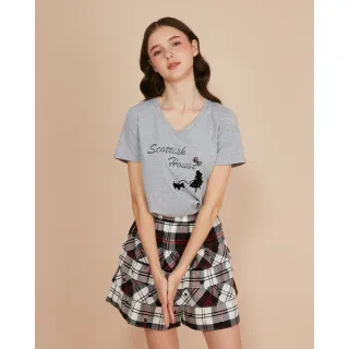 【SCOTTISH HOUSE】V領燙鑽短袖棉T-粉/灰 CIWB1213