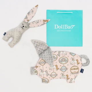 【La Millou】momo限定-新生兒套組 豆豆小豬枕+豆豆安撫兔(附送禮提袋-多款可選)