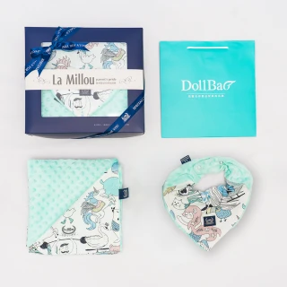 【La Millou】新生兒必備組-單面巧柔豆豆毯+豆豆圍兜領巾(多款可選_彌月禮盒)