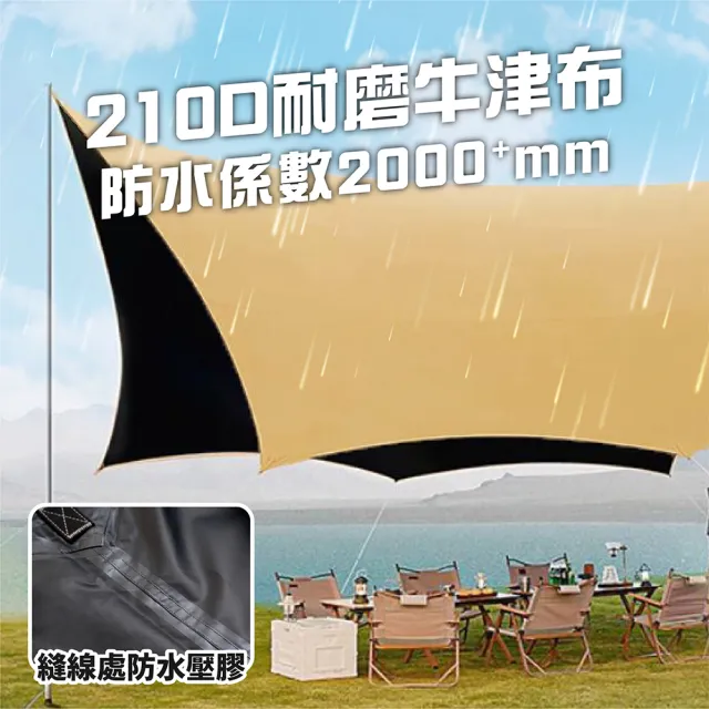 【TAS CAMP】碟型八角露營天幕(蝶型八角天幕 車邊天幕 延伸天幕 牛津布 加厚黑膠 全遮陽天幕 露營)