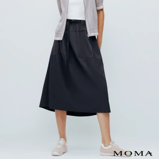 【MOMA】個性工裝風防潑水A字長裙(深灰色)