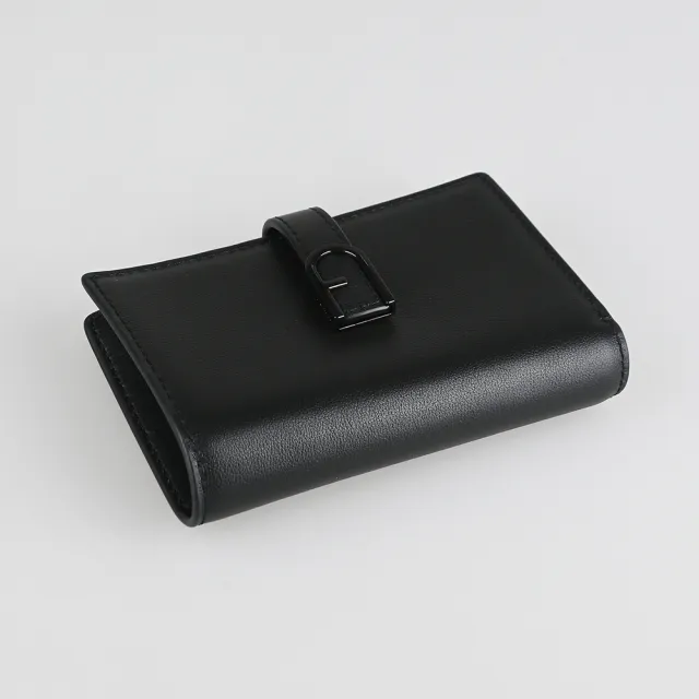 【FURLA 芙拉】FURLA FLOW壓釦對折6卡中夾(黑)