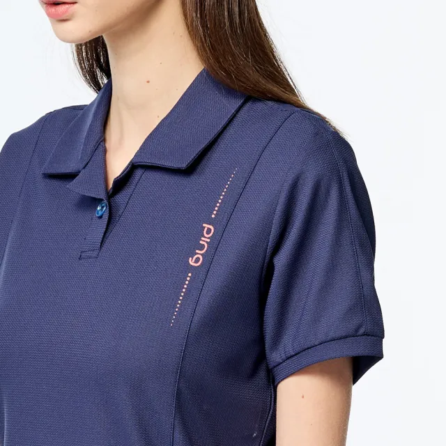 【PING】女款古巴領吸濕排汗涼感短袖POLO衫-藍(GOLF/高爾夫球衫/RA25112-56)