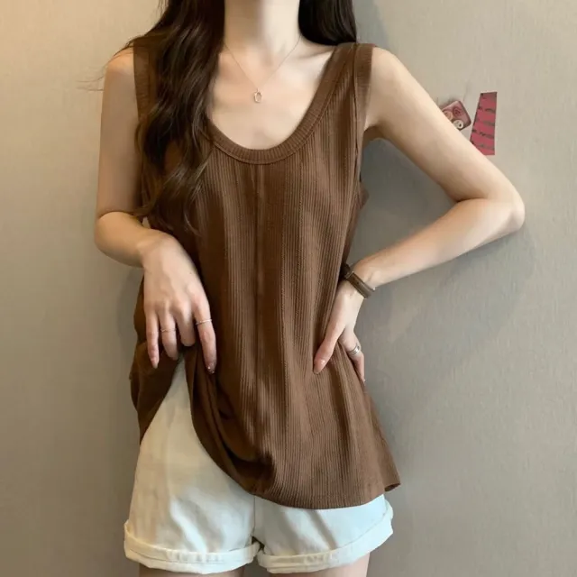 【D.studio】韓版寬鬆遮內搭無袖背心(小可愛 女裝 衣服 短版上衣 小背心 夏天女裝 短袖上衣  V420)