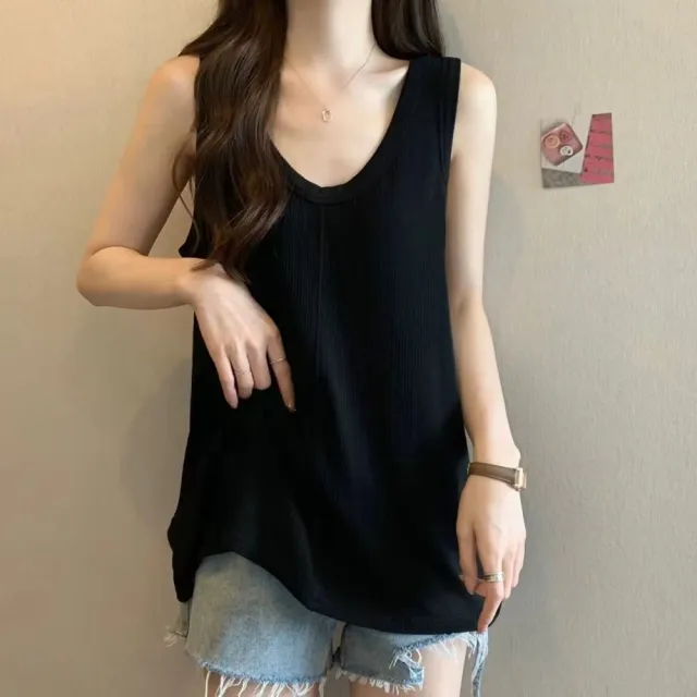 【D.studio】韓版寬鬆遮內搭無袖背心(小可愛 女裝 衣服 短版上衣 小背心 夏天女裝 短袖上衣  V420)