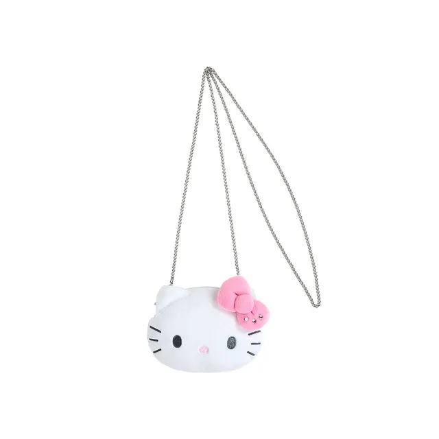 【SANRIO 三麗鷗】雙11 造型絨毛斜背包 造型零錢包 Hello Kitty 經典粉紅