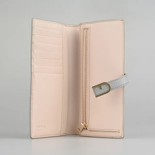 【FURLA 芙拉】FURLA Flow釦式對折長夾(灰)