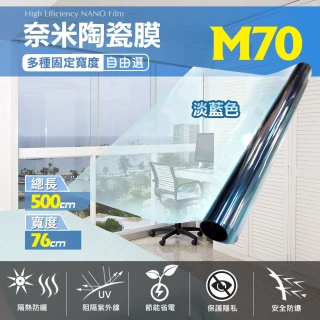 【台灣節能膜】DIY奈米陶瓷節能膜 有膠 M70 固定尺寸76x500cm(高透光率70% 高清 低內反光 窗戶隔熱紙)