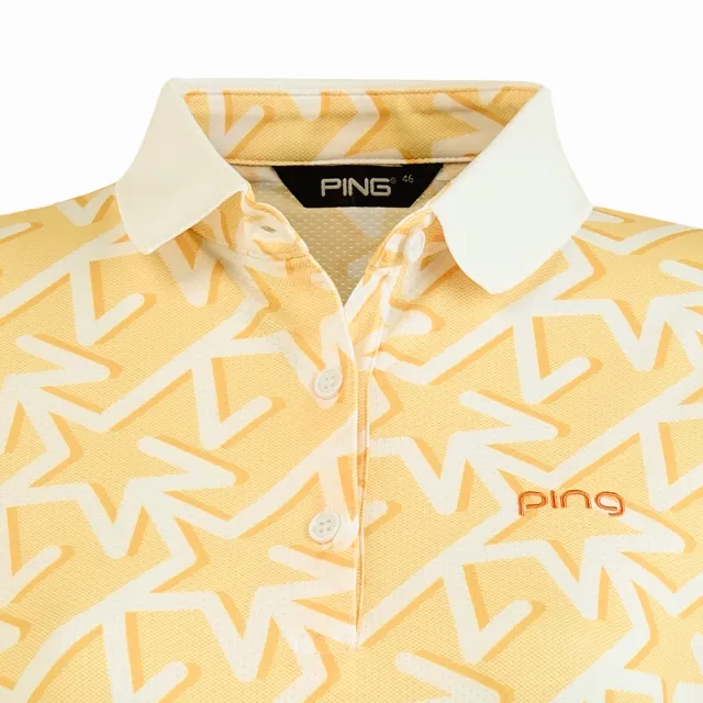 【PING】女款ARIZONA五角星短袖POLO衫-黃橘(吸濕排汗/GOLF/高爾夫球衫/RA25114-25)