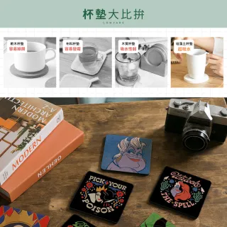 【收納王妃】反派軟式珪藻土方形杯墊10*10cm 迪士尼 杯墊 反派公主 防水墊(2入/組)