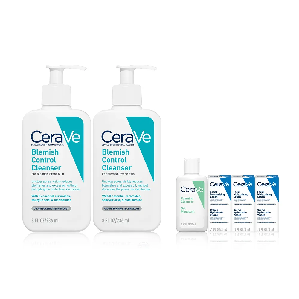 【CeraVe適樂膚】戰痘神器雙入組★淨膚白泥抗粉痘潔面露 236ml*2_A(控油抗粉痘/水楊酸)