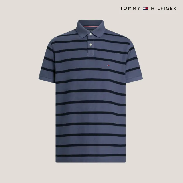 【TOMMY HILFIGER】官方旗艦館 精緻條紋彈性 Polo 衫_藍色