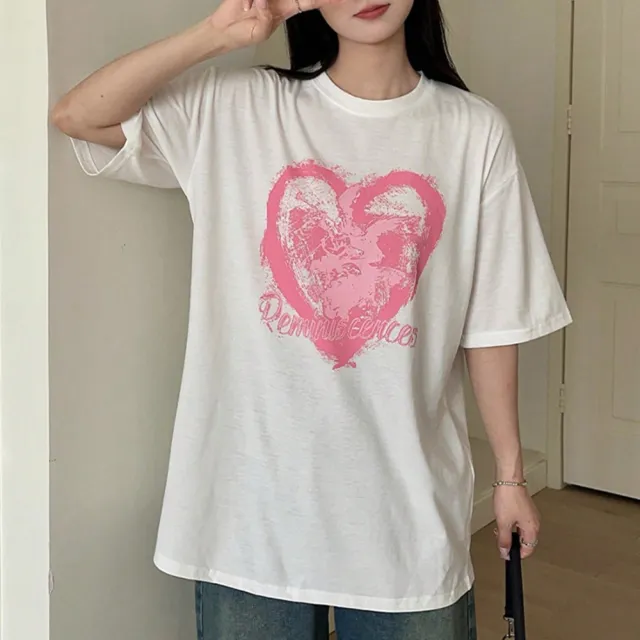 【K.W.】春季新品韓國空運雙色風尚輕膚棉上衣(假兩件 刺繡 印花圓領 V領上衣T恤 共2色)
