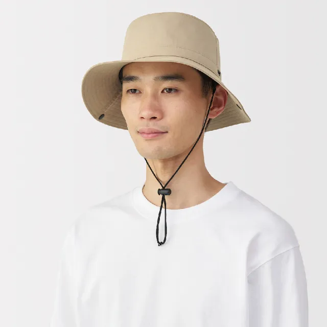 【MUJI 無印良品】透氣撥水加工附防水膠條有簷帽(摩卡棕/象牙白/米色)