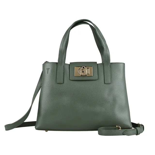 【FURLA 芙拉】FURLA 1927系列旋釦式手提/斜背包(綠)