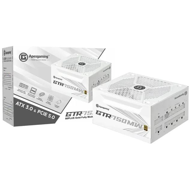 【Apexgaming 美商艾湃電競】GTR750MW 金牌/全模/ATX3.0白色 電源供應器