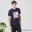 【NAUTICA】官方旗艦 男裝  科技感金屬色LOGO短袖T恤(深藍色)