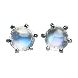 【漢石齋】天然藍暈月光石耳環(4.5*4.5mm*2pcs/針式)