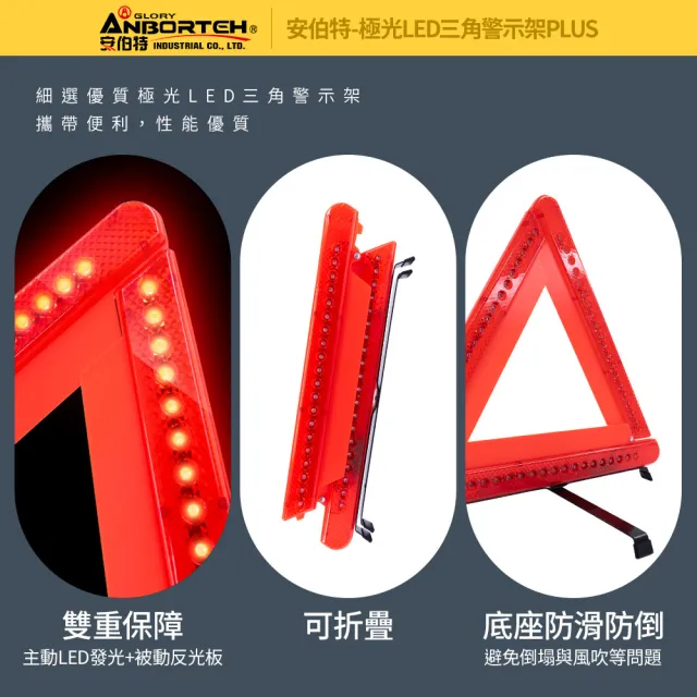 【ANBORTEH 安伯特】極光LED三角警示架PLUS 一年保固-快(故障標誌 警告標示 故障警示牌 三角故障牌)