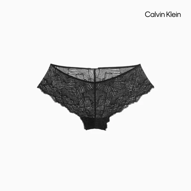 【CALVIN KLEIN】官方旗艦館 CK 波浪邊蕾絲低腰內褲_黑色