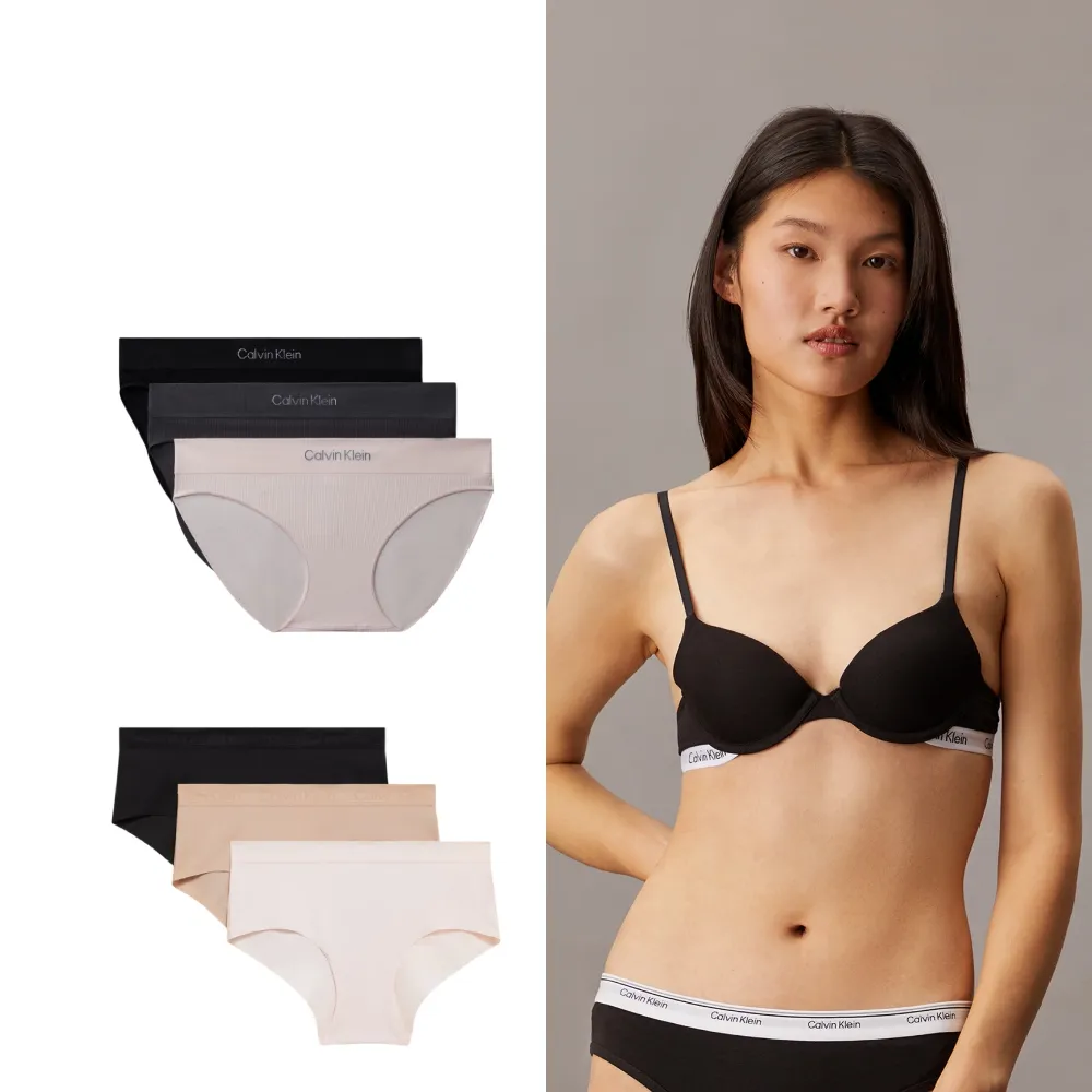 【CALVIN KLEIN】官方旗艦館 CK 女款 Carousel 薄襯半杯式胸圍 x 低腰內褲3件組 多款任選