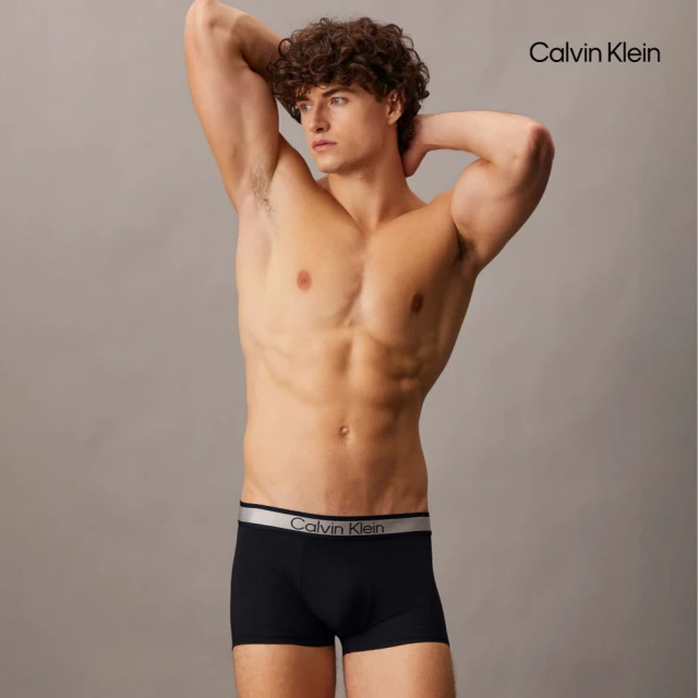 【CALVIN KLEIN】官方旗艦館 CK 同色標誌超細纖維低腰平口內褲_黑色