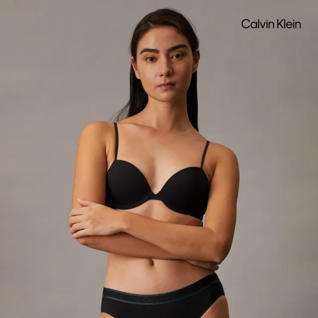 【CALVIN KLEIN】官方旗艦館 CK 同色調標誌棉質薄墊半杯式胸圍_黑色