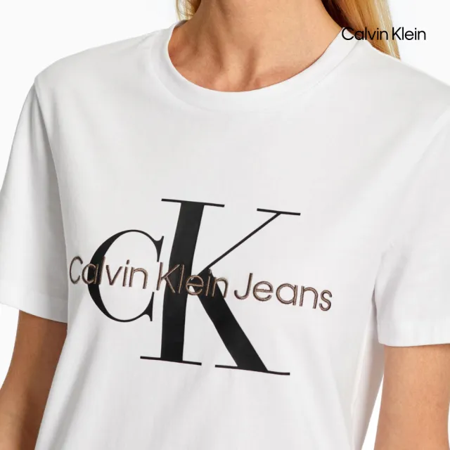 【CALVIN KLEIN】官方旗艦館 CK 有機棉 Monogram 上衣_白色