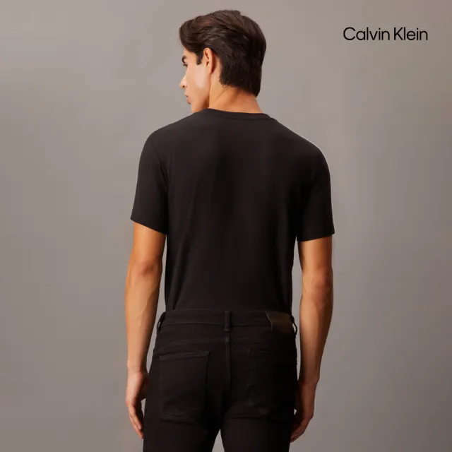 【CALVIN KLEIN】官方旗艦館 CK 經典標誌修身短袖 T 恤_黑色