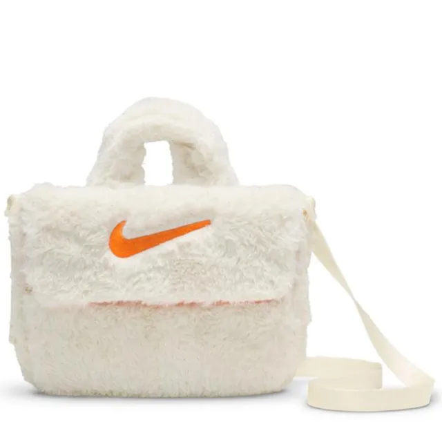 【NIKE 耐吉】Faux Fur白色可愛絨毛斜肩小包成人小包學生側背包時尚潮流單肩包毛絨手提包小孩包(FZ1329113)