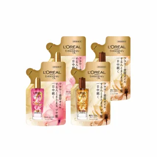 【LOREAL Paris 巴黎萊雅】金緻護髮精油補充包90ml_4入組玫瑰/棕色(護髮油/髮油/修護/柔順)