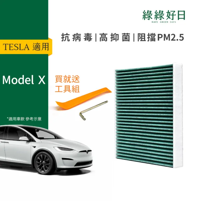 【Have Green Days 綠綠好日】適用 TESLA 特斯拉 Model X 汽車冷氣HEPA濾網 GTS006(附安裝工具 車用濾網)