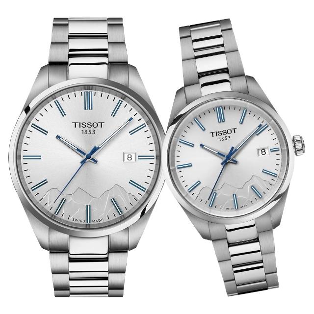 【TISSOT 天梭】少女峰限定款 PR100系列 簡約時尚對錶-40+34mm/銀(T1504101103100/T1502101103101)