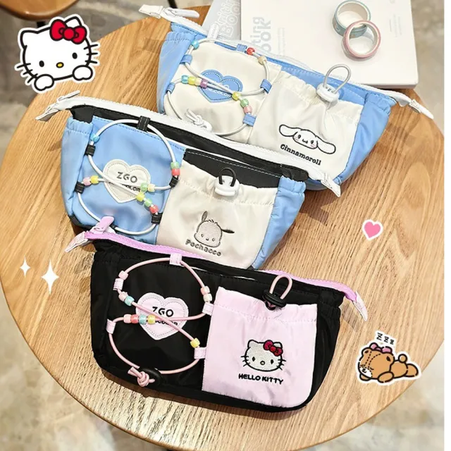 【SANRIO 三麗鷗】清新甜美ins風大容量筆袋鉛筆盒收納袋-大耳狗/凱蒂貓/帕帢狗(文具收納袋)