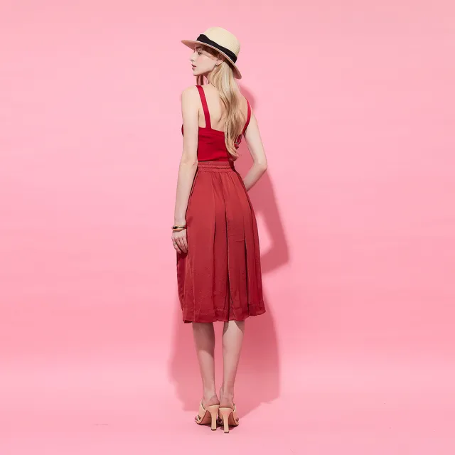 【ICHE 衣哲】Cop.Copine 法國原裝進口簡約百搭鬆緊綁帶造型半長圓裙-2色