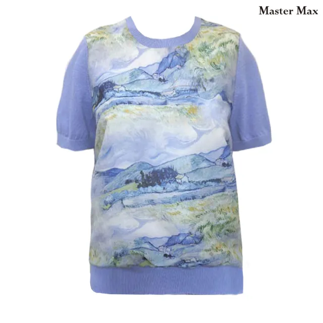 【Master Max】暈染異材質拼接短袖針織上衣(8518024)