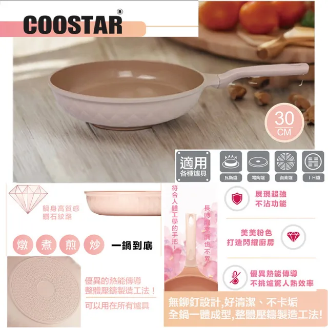【韓國COOSTAR】鈦陶瓷不沾平底鍋30公分 Q-012