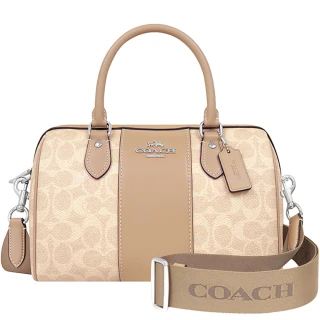 【COACH】大C PVC手提/斜背兩用包(奶茶色)