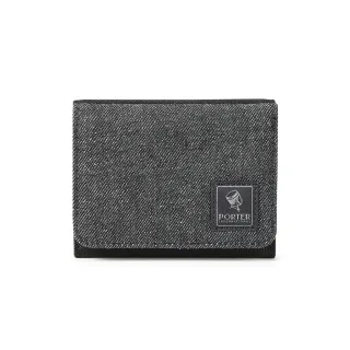 【PORTER INTERNATIONAL】牛仔拼接PATCH WORK三折零錢短夾(黑)