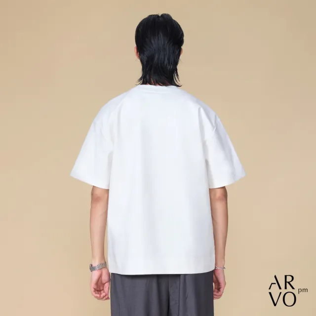 【ARVOpm】男女同款 口袋設計寬版白色T恤00212505102(限時6折)