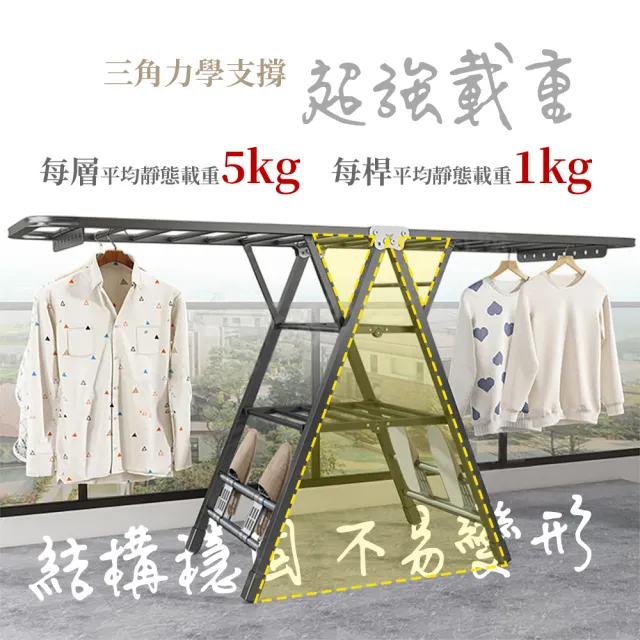 【居家cheaper】翼型三層歐式曬衣架 HA160-3BK(免組裝/碟型衣架/曬衣架/雙翼衣架/戶外衣架/曬被架)