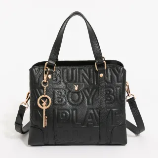 【PLAYBOY】手提包附長背帶  Superb系列(黑色)